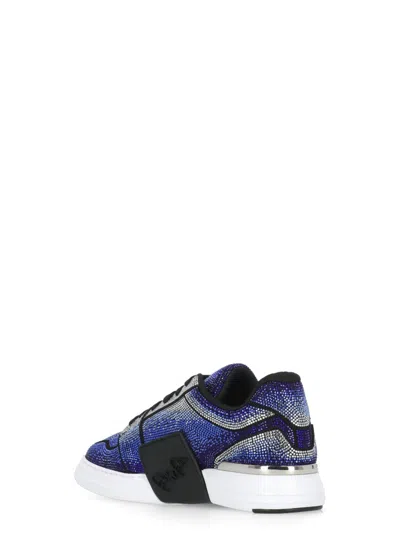 Philipp Plein Strass Embellished Low Top Sneakers In Blue