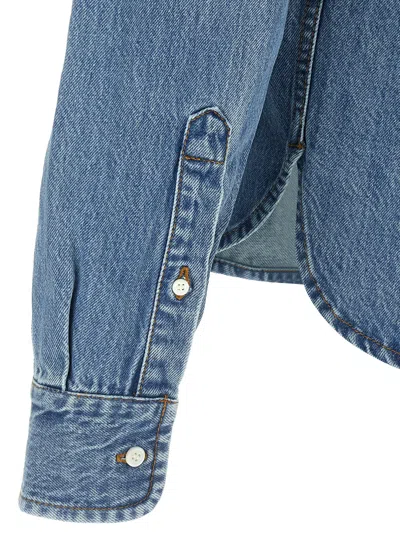 Jacquemus La Chemise De-nimes Simon With Embroidered Logo In Blue