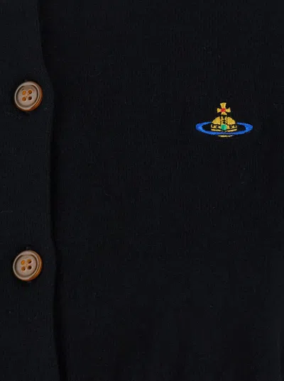 Vivienne Westwood Cropped Cardigan With Button-down Front And Embroidered Detail In Black