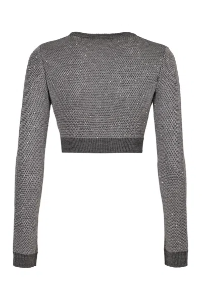Elisabetta Franchi Sweater With Sequins In Gray
