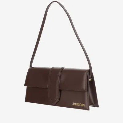 Jacquemus Women Chocolate Brown Gold-tone Logo Lettering Single Top Handle Flap-buckle Fastening In Brown