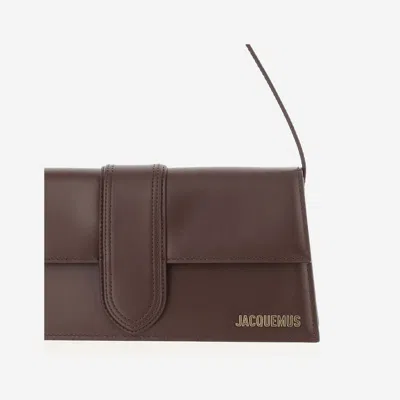 Jacquemus Women Chocolate Brown Gold-tone Logo Lettering Single Top Handle Flap-buckle Fastening In Brown
