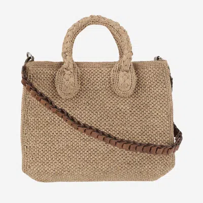 Ibeliv Raffia Bag With Leather Details In Neutral