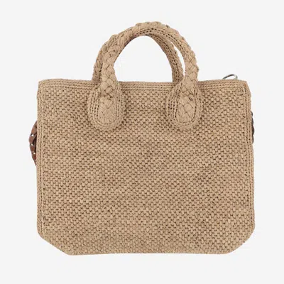 Ibeliv Raffia Bag With Leather Details In Neutral