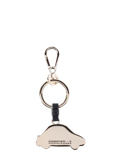 Coccinelle Car Shaped Keychain Featuring Metal Charm In White