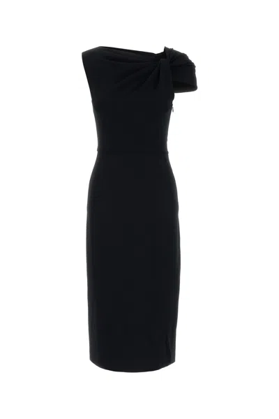 Givenchy Draped-detail One-shoulder Midi Dress In Black