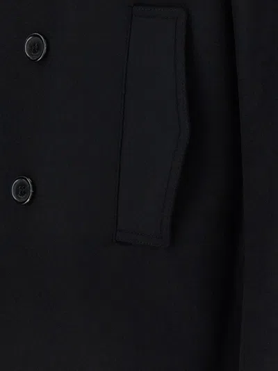 Saint Laurent Black Double-breasted Coat With Wide Notched Revers In Wool Man In Black