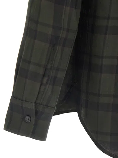 Saint Laurent Button-down Shirt With Curved Hem And Pocket In Green