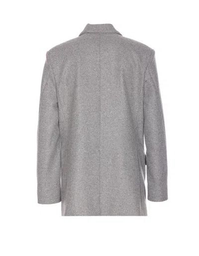 Pinko Longline Jacket Notched Lapels In Gray