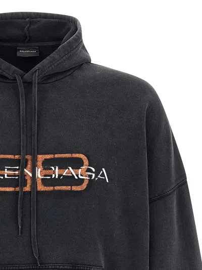 Balenciaga Hooded Sweatshirt Featuring Kangaroo Pocket In Gray