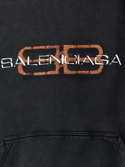 Balenciaga Hooded Sweatshirt Featuring Kangaroo Pocket In Gray