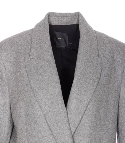 Pinko Longline Jacket Notched Lapels In Gray