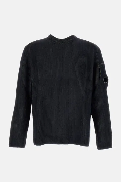 C.p. Company Knitwear Crew Neck In Fleece Knit In Black