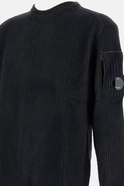 C.p. Company Knitwear Crew Neck In Fleece Knit In Black
