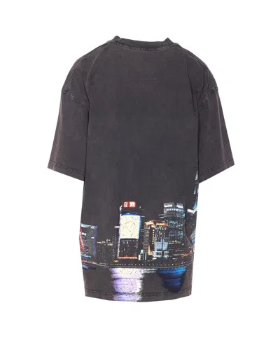 Alexander Wang Shanghai Skyline Graphic Rhinestone T-shirt In Gray