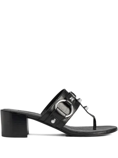 Balenciaga Thong Sandals Block Heel In Black