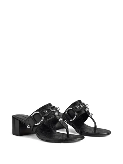 Balenciaga Thong Sandals Block Heel In Black