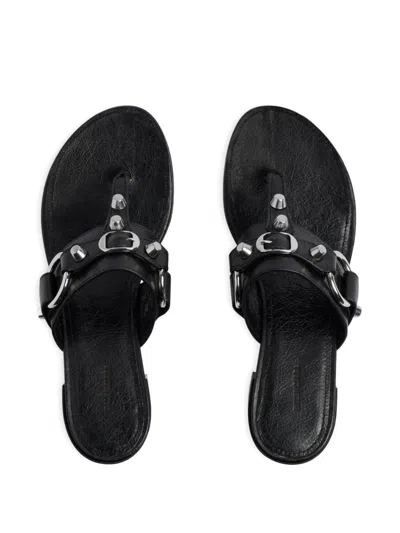 Balenciaga Thong Sandals Block Heel In Black