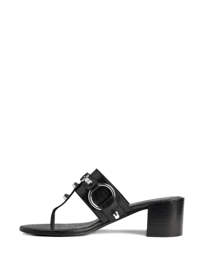 Balenciaga Thong Sandals Block Heel In Black