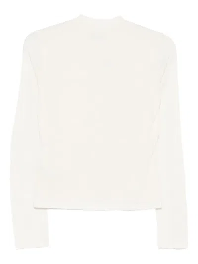 Max Mara Long-sleeve Silk T-shirt In White