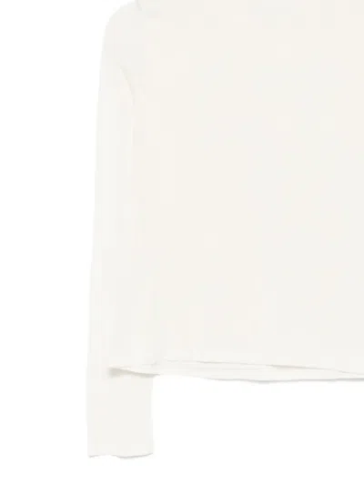 Max Mara Long-sleeve Silk T-shirt In White