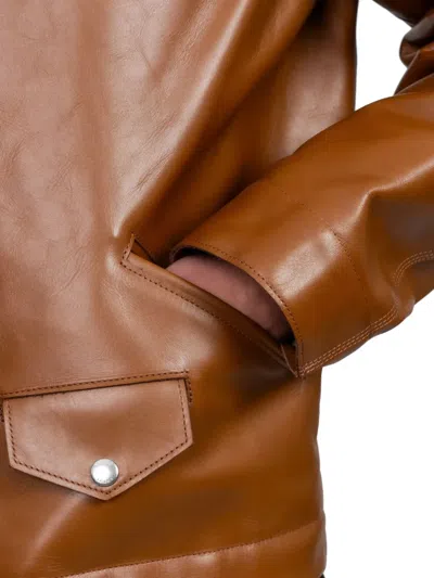 Sacai Carhartt Wip Collaboration Leather Jacket In Brown