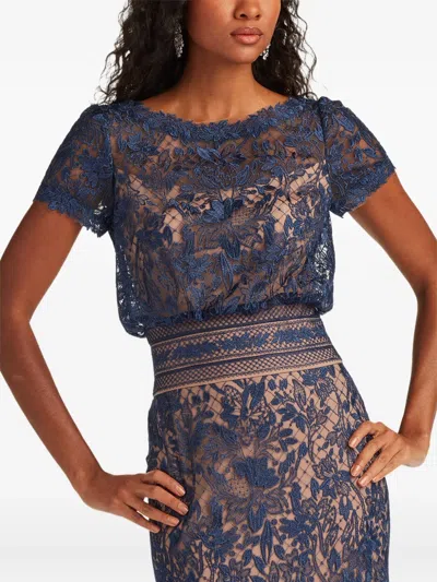 Tadashi Shoji Calista Floral-lace Dress In Blue