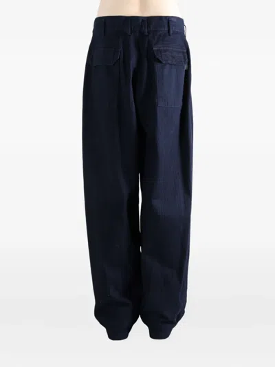 Yohji Yamamoto Pleat-detail Wide-leg Trousers In Blue