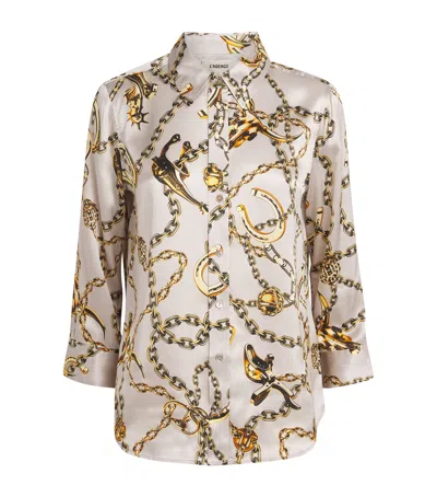 L'agence Dani Chain Print Silk Button-up Shirt In Multi