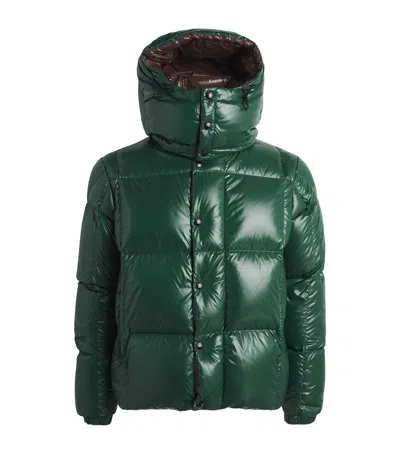 Moncler Parana Glossy Hooded Short Down Jacket Clothing In Green