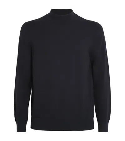 Sandro Wool High Neck Sweater In Black