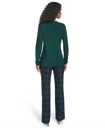 Tommy Hilfiger Women's V-neck Cable Sweater In Green