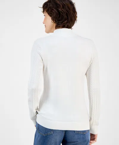 Nautica Jeans Women's Cotton Mock-neck Sweater, Online Only In White