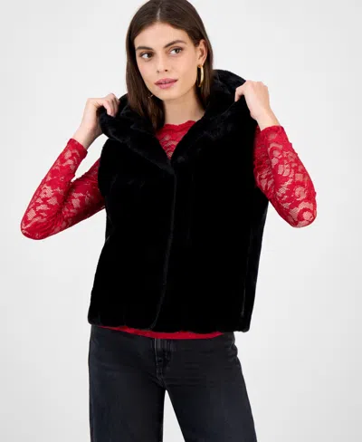 Guess Women's Sophy Faux-fur Hooded Vest In Multi