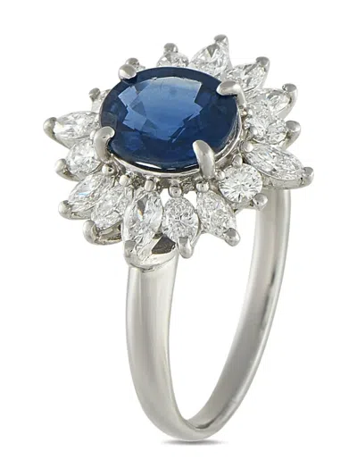 Pre-owned Lb Exclusive Platinum Multi-stone Cluster Ring In Silver