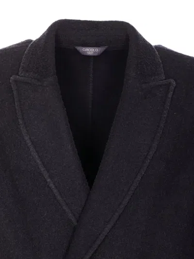 Circolo 1901 Double-breasted Jacket Featuring Pockets In Black