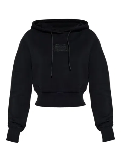 Versace Jeans Couture Logo-patch Hoodie In Black