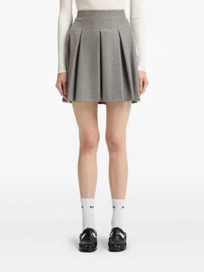 Hugo Boss Pleated Mini Skirt In Gray