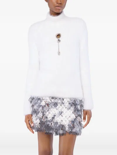 Rabanne Key-detail Long-sleeves Top In White