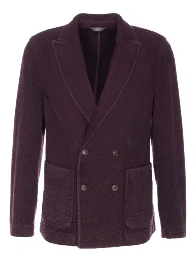 Circolo 1901 Textured Fabric Jacket Notched Lapel In Purple