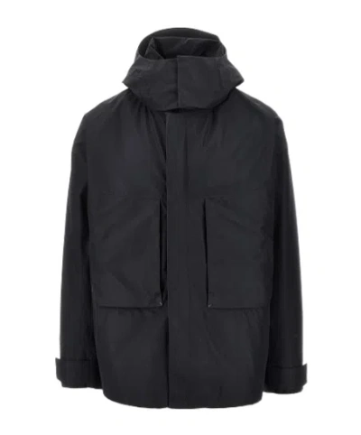 Herno Polyester Jacket With Hood And Pockets In Black
