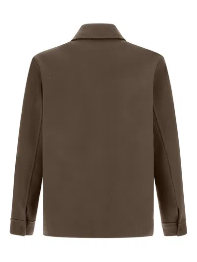 Herno Resort Shacket In Double Faced Pure Wool In Brown
