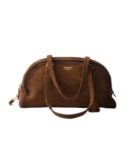 Prada Medium Bowling Bag In Vintage Leather In Brown