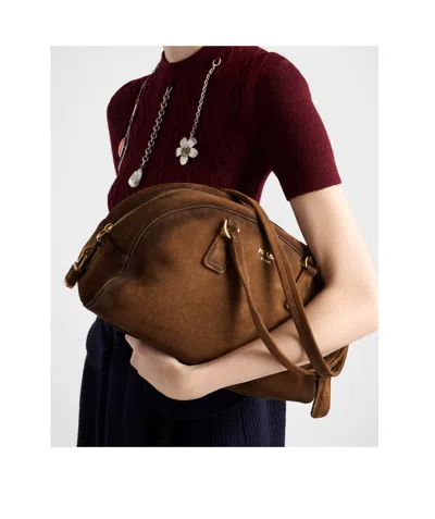 Prada Medium Bowling Bag In Vintage Leather In Brown