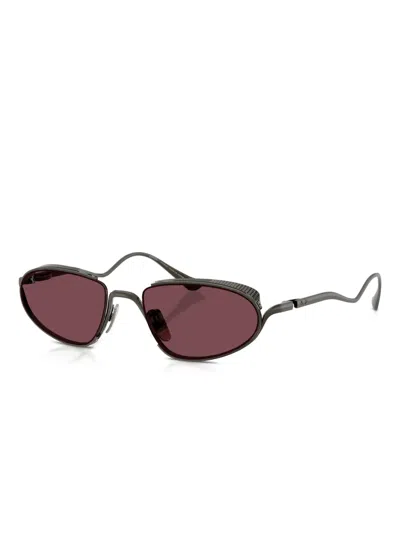 Ferrari Womens Silver Fh1022t Oval-frame Metal Sunglasses In Brown