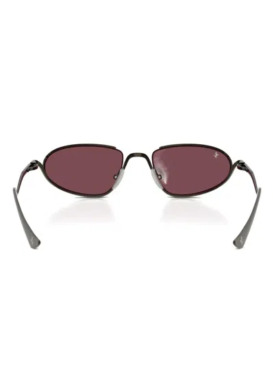 Ferrari Womens Silver Fh1022t Oval-frame Metal Sunglasses In Brown