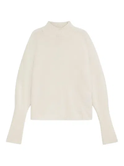 Hugo Boss Wool-blend Sweater With Mock Neck In Neutral