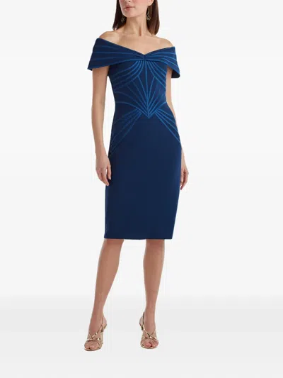 Tadashi Shoji Bos25683m Short Cocktail Evening Dress In Blue