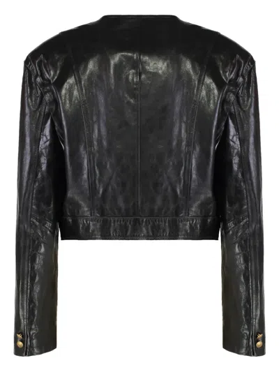 Halfboy Buttonned Leather Jacket In Black