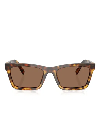 Miu Miu Square-frame Tortoiseshell Sunglasses In Brown